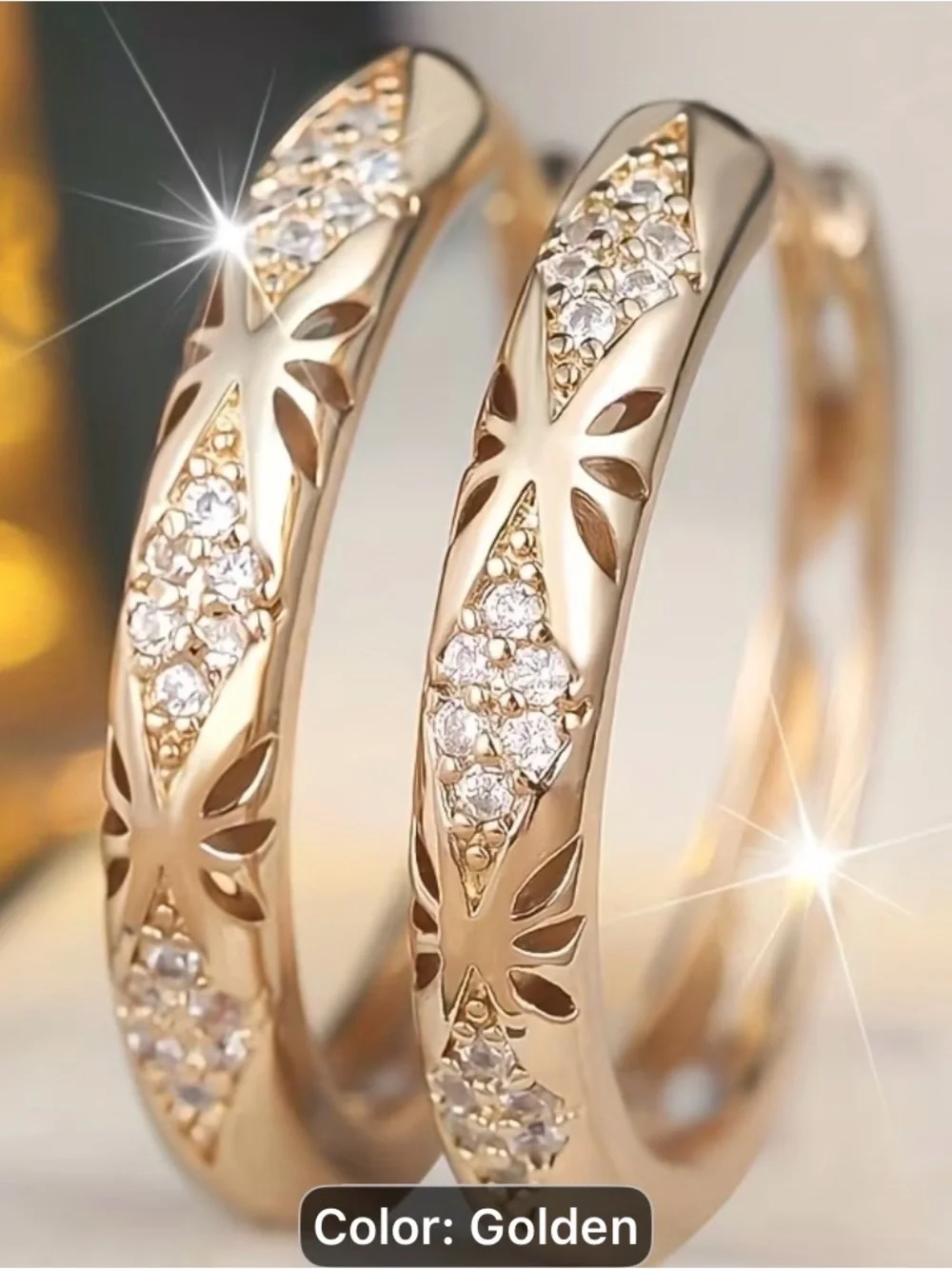 Vintage synthetic micro pave colored Golden Hoop Earrings with Crystal Accents